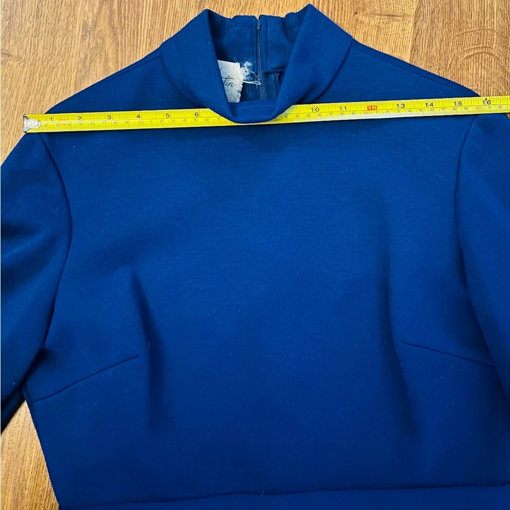 Vintage 1960's ADELE MARTIN Original KNIT WOOL DRESS Blue, Long Sleeve, Medium - Picture 8 of 11